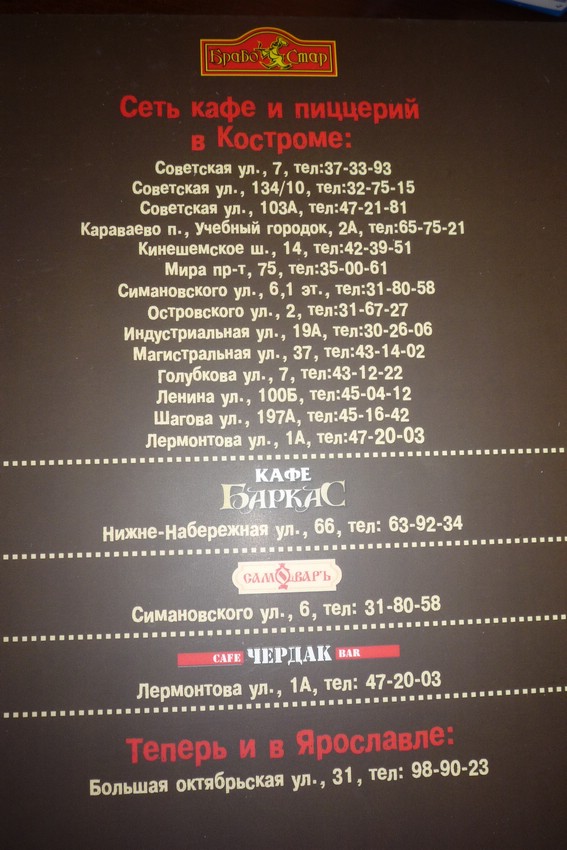 Адреса пиццерий в Костроме