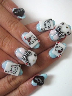 Оформление ногтей 2012 в стиле Hello Kitty