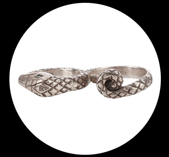Двойное кольцо в форме змеи от Pamela Love