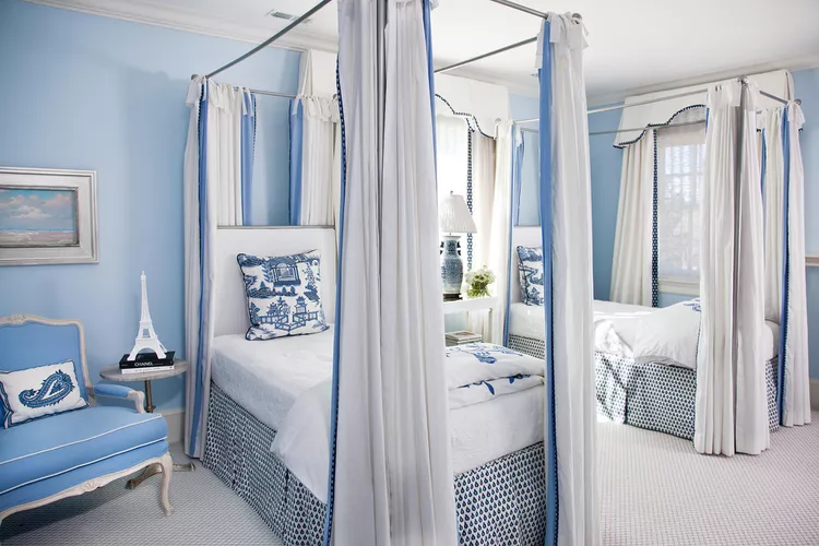 Идеи спальни с преобладающим голубым цветом