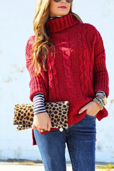 Как носить плотный вязаный свитер