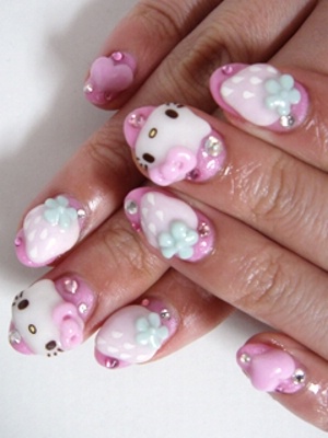 Оформление ногтей 2012 в стиле Hello Kitty